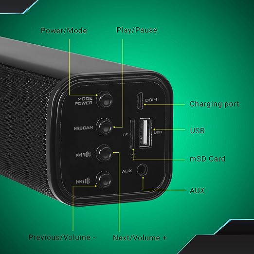 Zebronics ZEB-VITA Wireless Bluetooth 10W Portable Bar Speaker With Supporting USB, SD Card, AUX, FM, TWS & Call Function (Black) Zebronics ZEB-VITA Wireless Bluetooth 10W Portable Bar Speaker With Supporting USB, SD Card, AUX, FM, TWS & Call Function (Black)
